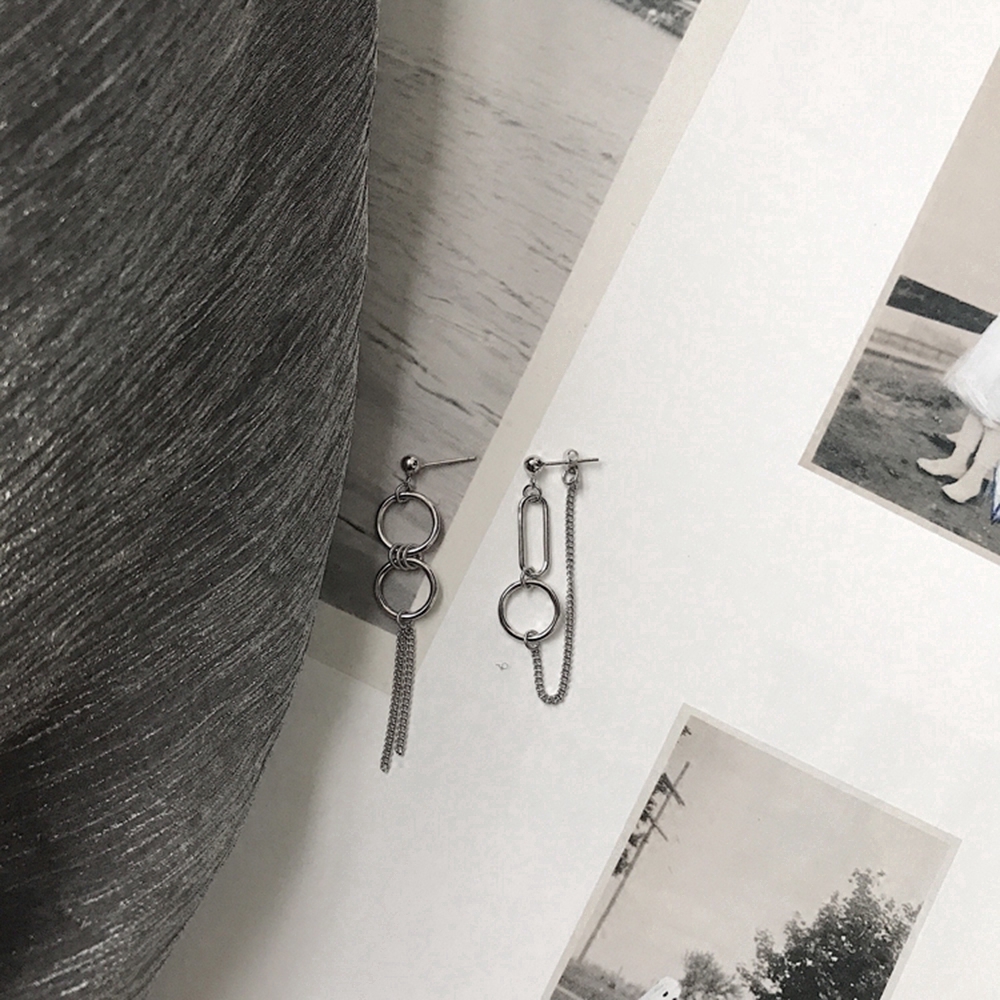 Bông Tai Kim Loại Hình Học Phong Cách Retro Cho Nữ