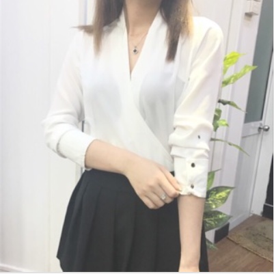 Thanh lý & Pass - Áo sơ mi vạt chéo trắng new