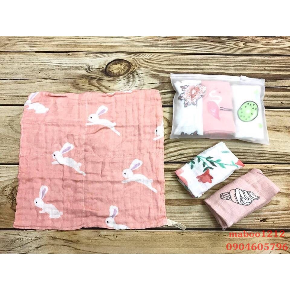 Set 3 khăn sữa sợi tre Muslin Tree xuất Nhật