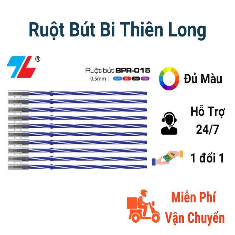 Combo 10 Ruột Bút Bi Thiên Long phù hợp cho học sinh và sinh viên Xanh/Đen/Đỏ - Shop Góc Học