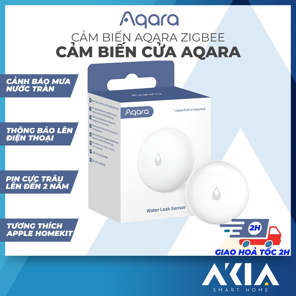 Cảm biến tràn ngập nước Aqara - Báo nước tràn ra sàn nhà hoặc hồ cá tràn nước, Cảm biến mưa - Cần có Hub Aqara