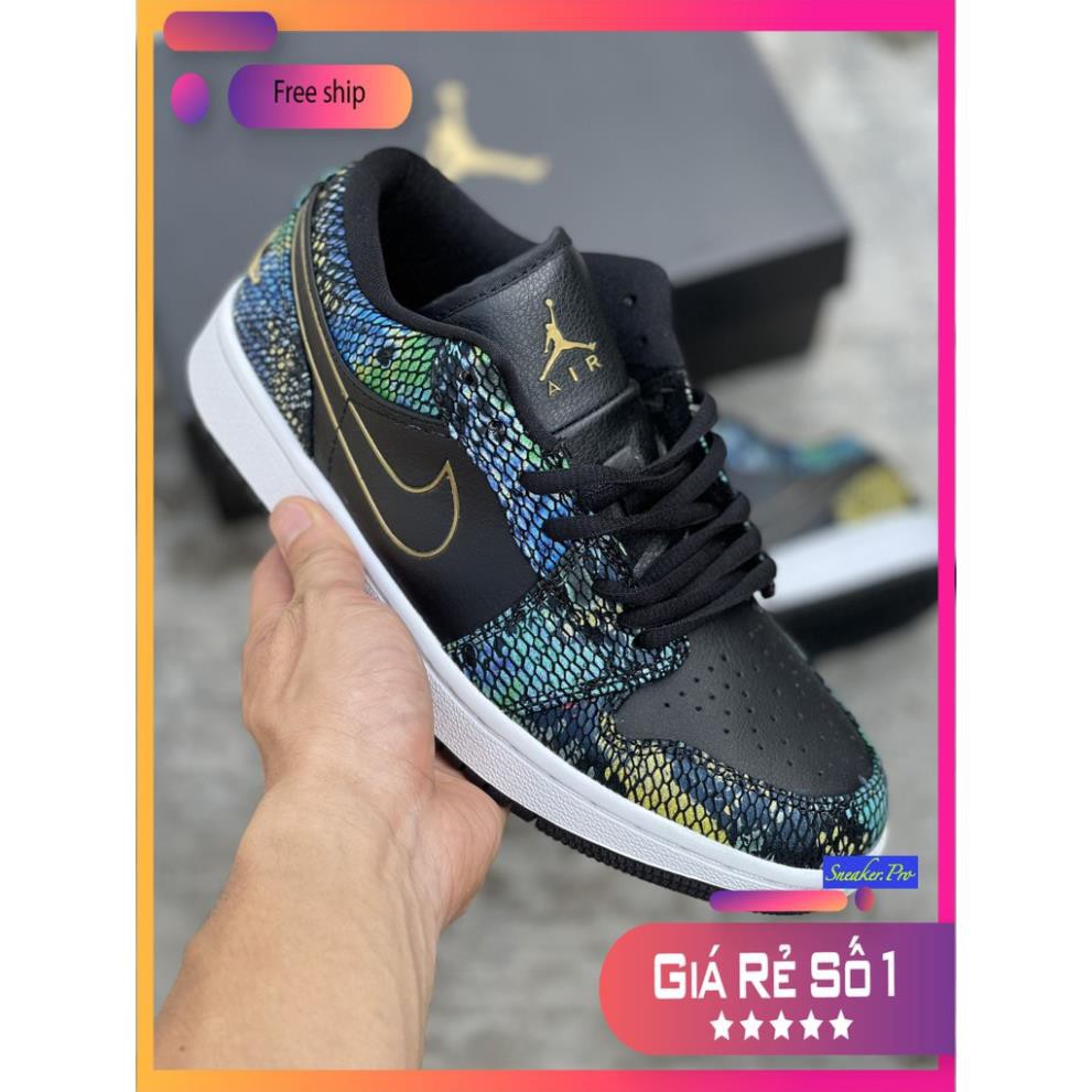 (FULL BOX + QUÀ TẶNG) Giày thể thao Jordan 1 Low Multicolor Snakeskin (W) (2020) cổ thấp siêu đẹp dành cho nam và nữ .