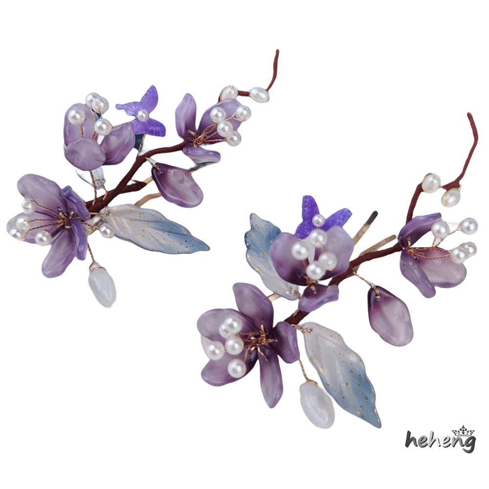 Nĩa Cài Tóc Đính Ngọc Trai Nhân Tạo Màu Sắc Retro