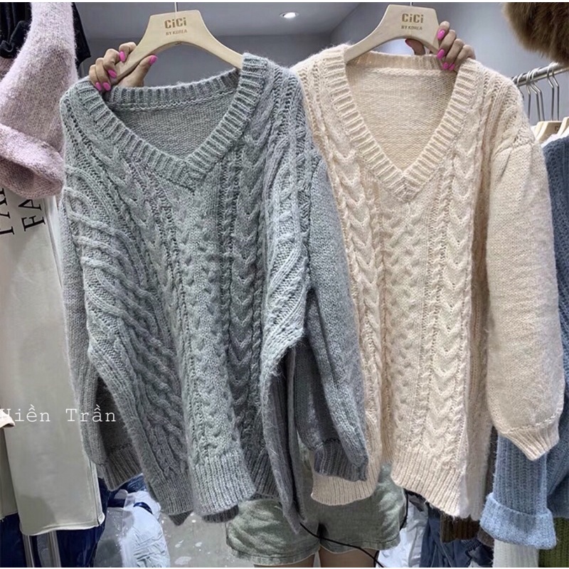 Áo len viền thừng dày xẻ cạnh( ảnh thật, có sẵn)