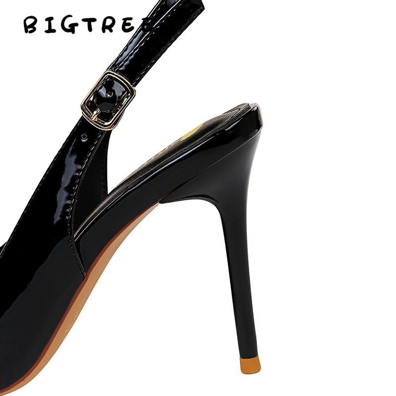 Giày cao gót 9.5cm BigTree 869-5 da bóng mũi nhọn miệng nông quai hậu