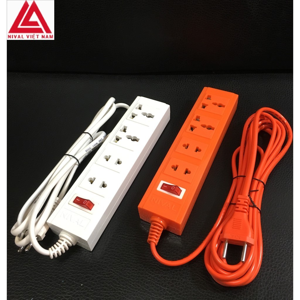 Ổ Cắm Điện Kéo Dài 4 mét Nival 4ổ Lõi Sứ 2200w CHỊU TẢI CAO