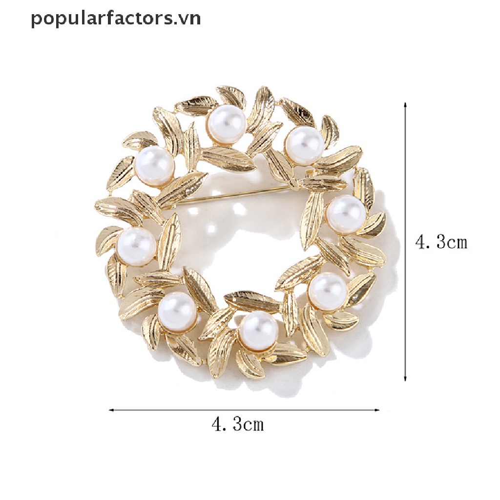 Ghim Cài Áo Hình Vòng Hoa Đính Ngọc Trai Nhân Tạo Thời Trang