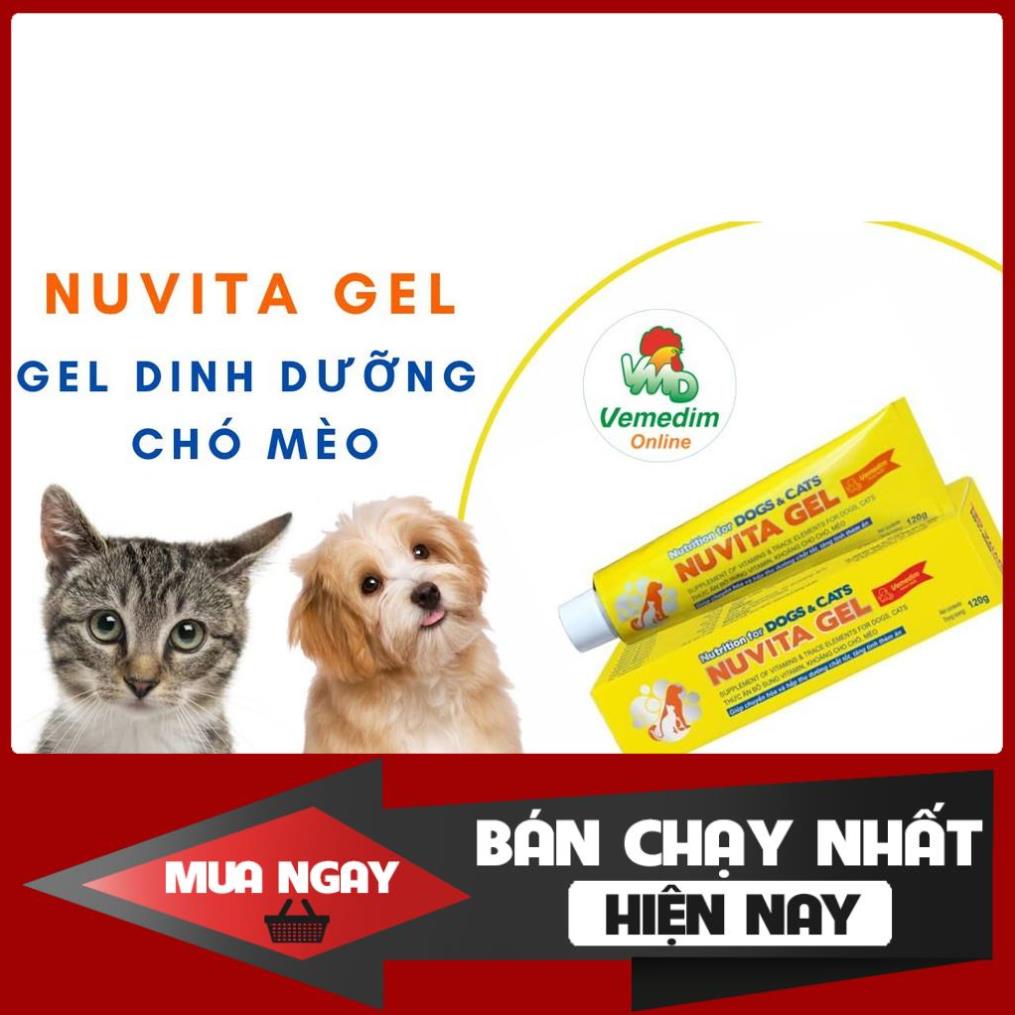 [❌GIÁ SỈ❌] GEL THỨC ĂN BỔ SUNG VITAMIN VÀ KHOÁNG CHO CHÓ MÈO 120G NUVITA GEL ❤️