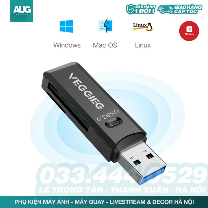 Đầu Đọc Thẻ Nhớ VEGGIEG Micro Sd, Đầu đọc thẻ nhớ máy ảnh Sdxc 3.0 Usb 3 - AUG Camera &amp; Decor Hà Nội