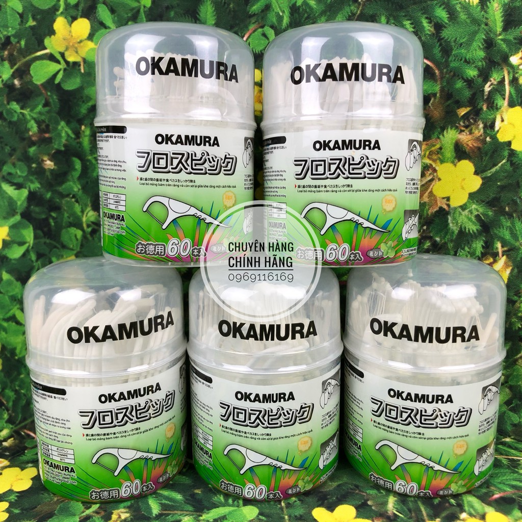 Chính Hãng Okamura - Tăm Chỉ Kẽ Răng Okamura hộp 60 cây - Hộp tăm chỉ kẽ AH-OK ( 60 cây ) chăm sóc răng miệng