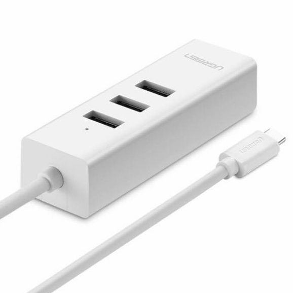 [Mã 155ELSALE giảm 7% đơn 300K] Cổng Usb Type C Sang Cổng Ethernet + Hub USB 2.0 Ugreen (20792)