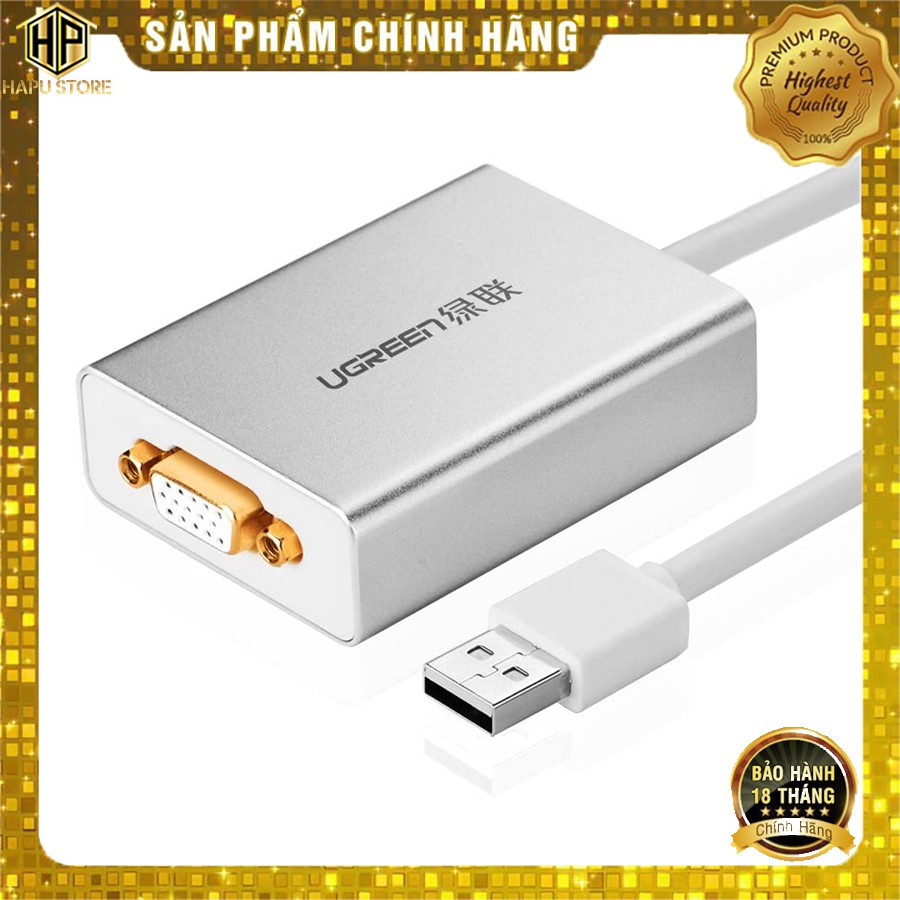Cáp chuyển đổi USB to VGA Ugreen 40244 độ phân giải Full HD chính hãng - Hapustore
