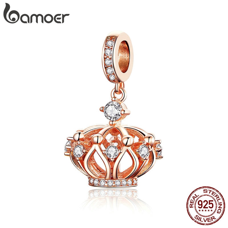 Hạt Charm Bamoer Scc1121 Kiểu Dáng Vương Miệng Màu Vàng Hồng Dùng Làm Trang Sức