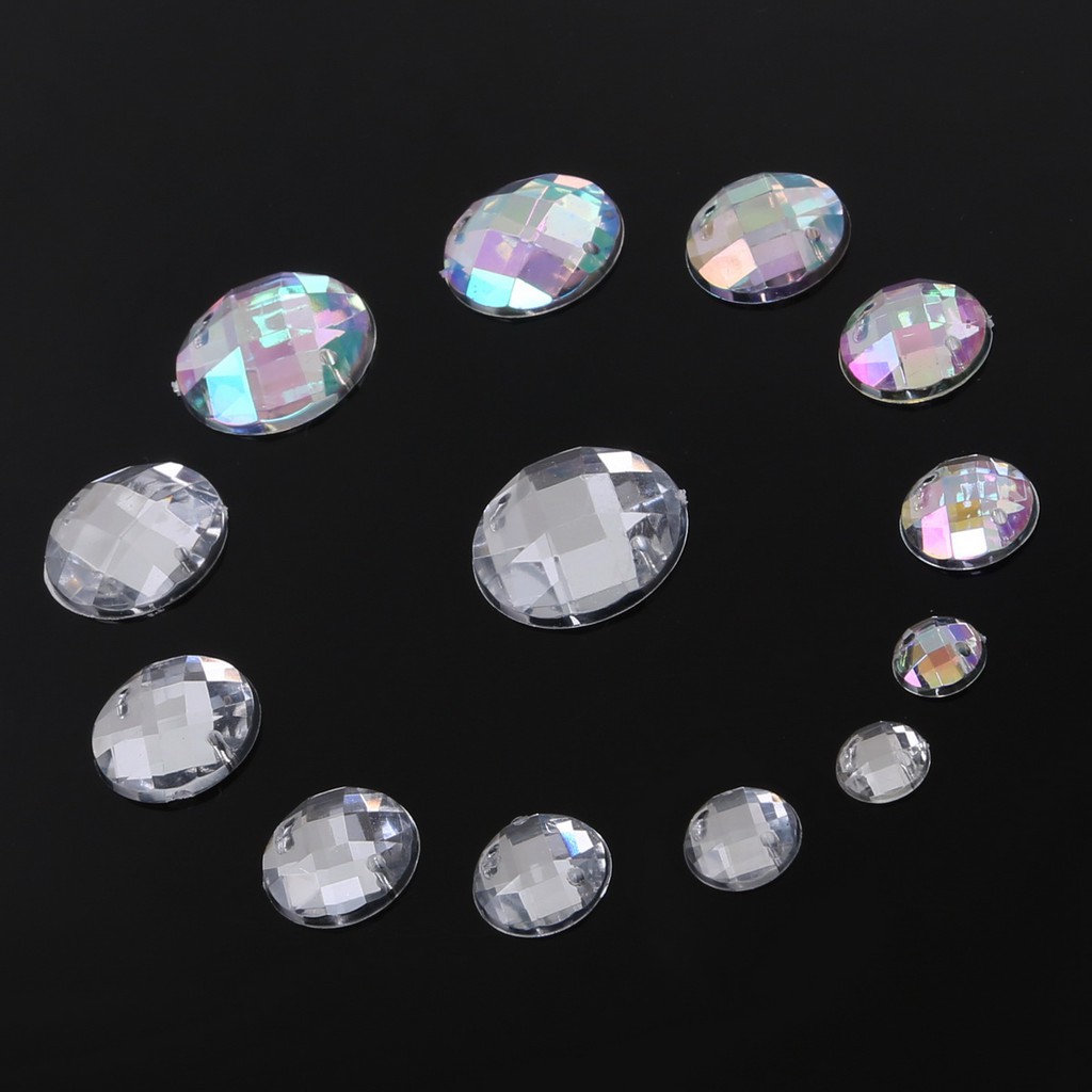 Set 20-200 Hạt Đá Giả Pha Lê 2 Lỗ Bằng Acrylic Màu Bạc May Đầm / Giày Khiêu Vũ / Trang Trí Đám Cưới