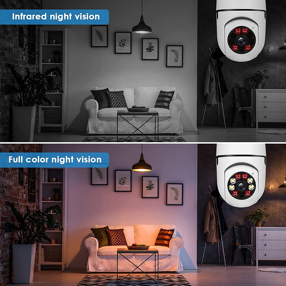 Camera an ninh Hamrol V380 không dây thông minh 5MP PTZ 360° 3MP 1080P kèm đui đèn E27