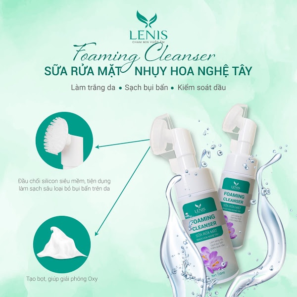 Sữa Rửa Mặt Thiên Nhiên, Giảm Mụn Ẩn, Da Dầu Mụn, Lenis - Foaming Cleanser Chiết Xuất Nhụy Hoa Nghệ Tây