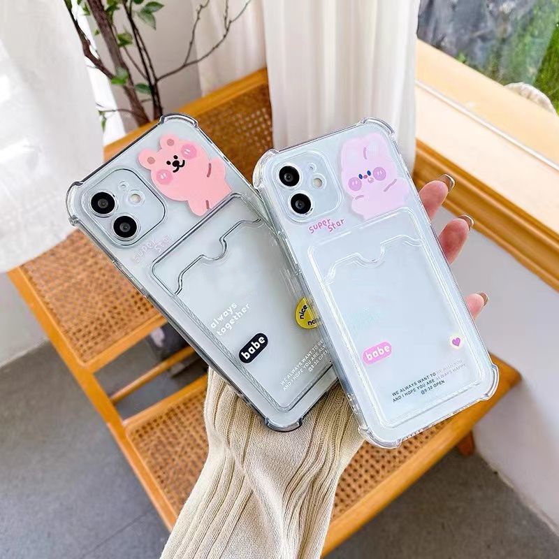 Ốp Điện Thoại TPU Silicon Mềm Trong Suốt Hình Gấu Dễ Thương Cho iPhone 12 13 SE2020 6 6S 7 8 Plus X XS XR 11 Pro Max