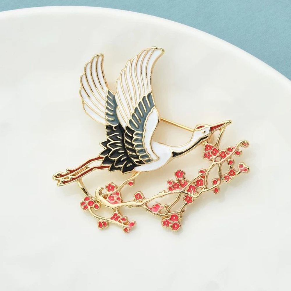 Ghim Cài Áo Trang Trí Hình Chim Hạc Dễ Thương Bắt Mắt Sành Điệu