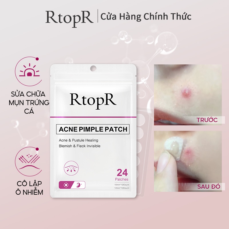 Set 24 Miếng Dán Mụn RtopR Vô Hình Chống Thấm Nước Tiện Dụng chăm sóc da Acnes Clear Patch