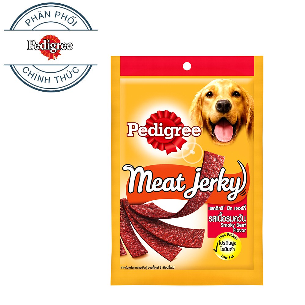 [Quà tặng không bán] Thức ăn vặt cho chó Pedigree Meat Jerky vị bò xông khói 80g