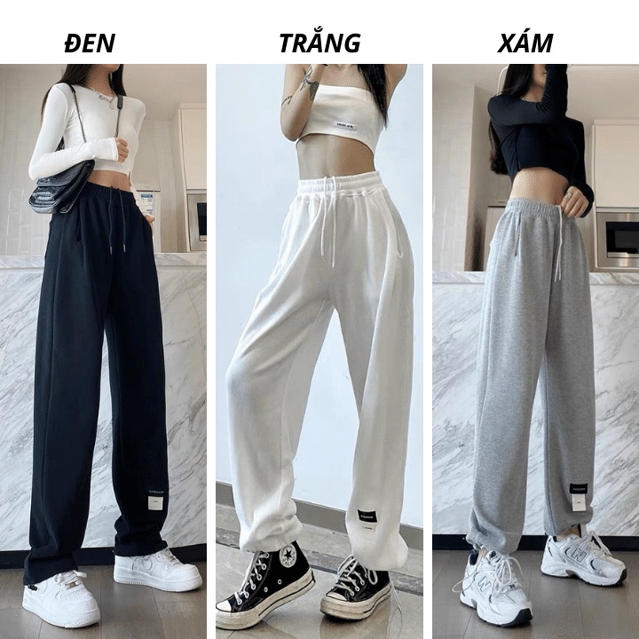 Quần jogger chốt gấu item/Quần thun ống rộng form unisex nam nữ mặc được chất vải dày dặn GODO QD41