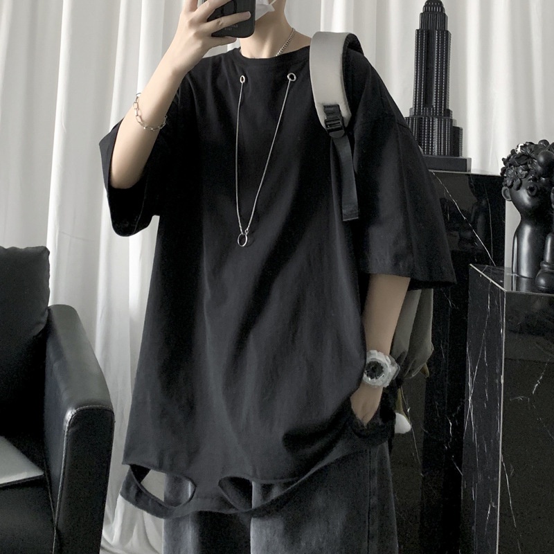 Áo Thun Nam Tay Lửng Dáng Rộng Phong Cách Hip Hop Hàn Quốc