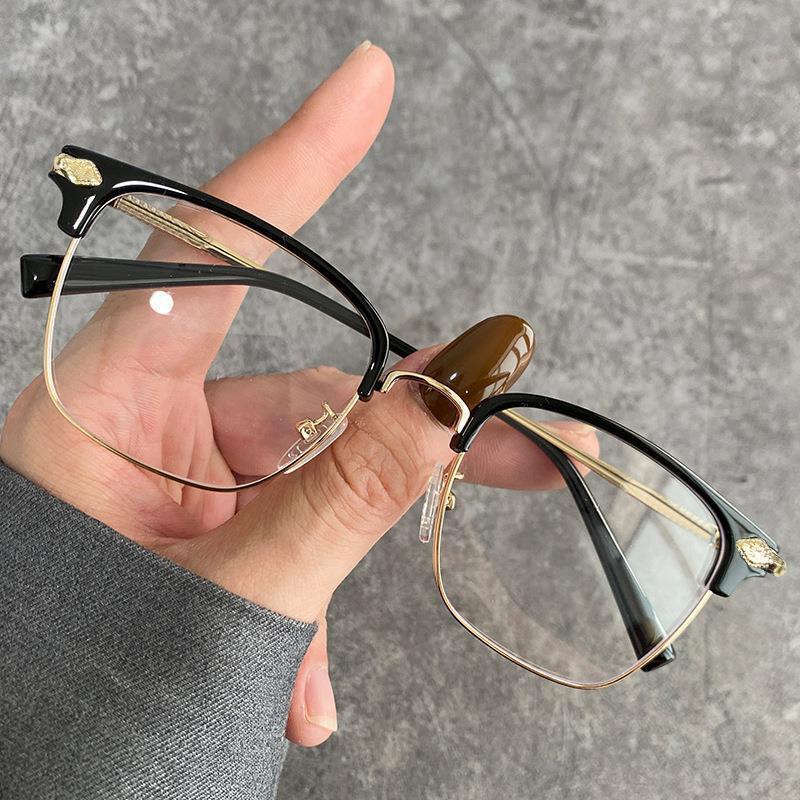 Kính cận có độ 0.5~6.0 Kính Chống Ánh Sáng Xanh Gọng Kim Loại  Thời Trang Phong Cách Retro Cho Nam，mắt kính nữ
