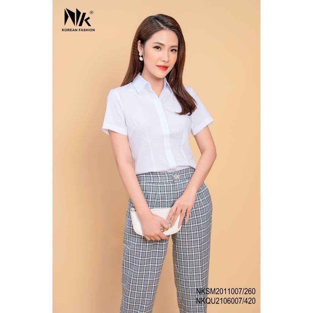 Quần Tây Nữ Công Sở NK Fashion Dáng Baggy Kẻ Caro, Chất Liệu Nhập Hàn Mềm Mịn, Chống Nhăn Xù NKQU2106007