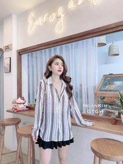 Áo sơ mi kẻ dáng dài⚡️2 màu