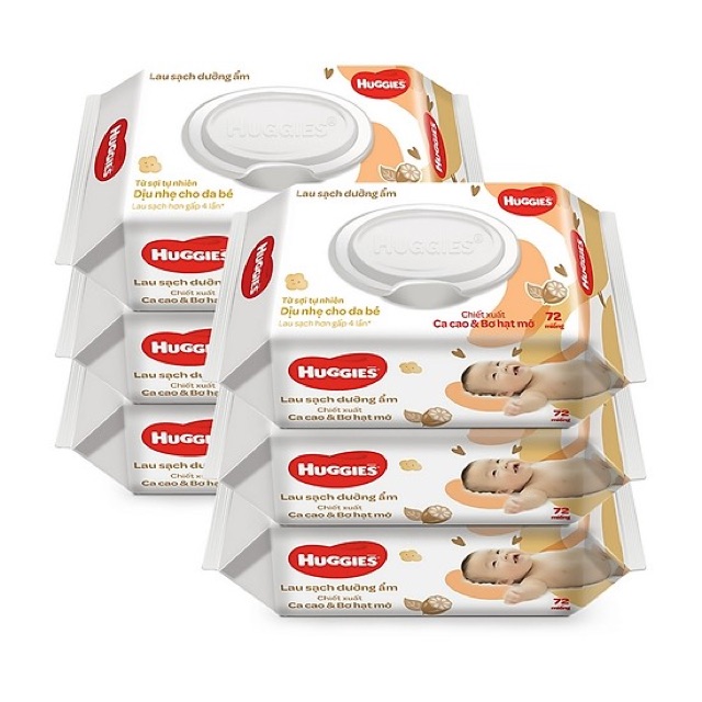 Khăn ướt Huggies( ca cao và bơ hạt mỡ ) 72 miếng