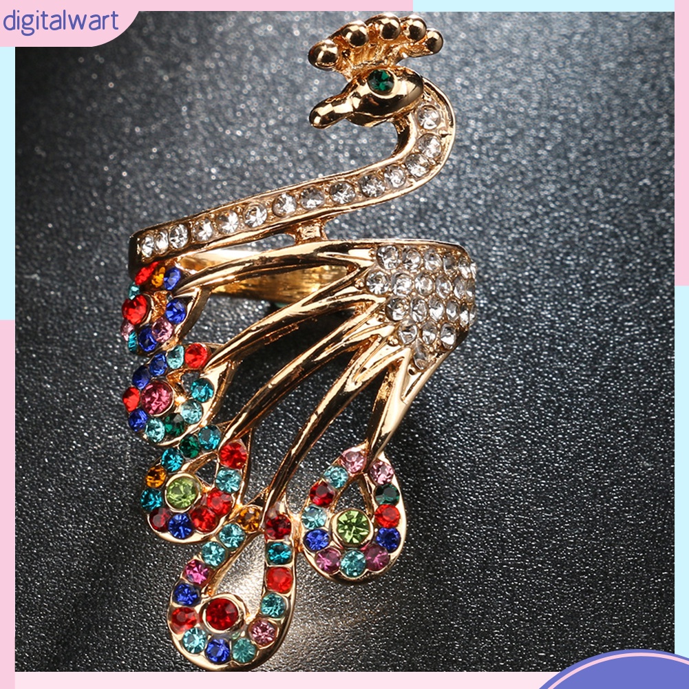 Nhẫn Hình Chim Công Đính Đá Phong Cách Cổ Điển Thanh Lịch Dành Cho Nữ