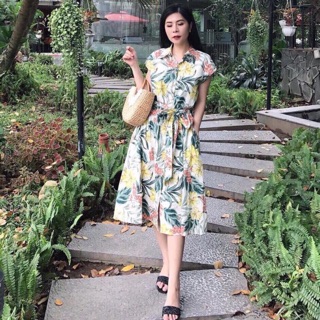 Váy Zara cổ somi hoa lá,2 màu nổi