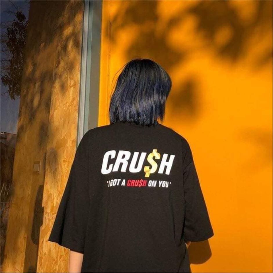 Áo phông tay lỡ Unisex in chữ CRUSH freesize cho người dưới 70kg