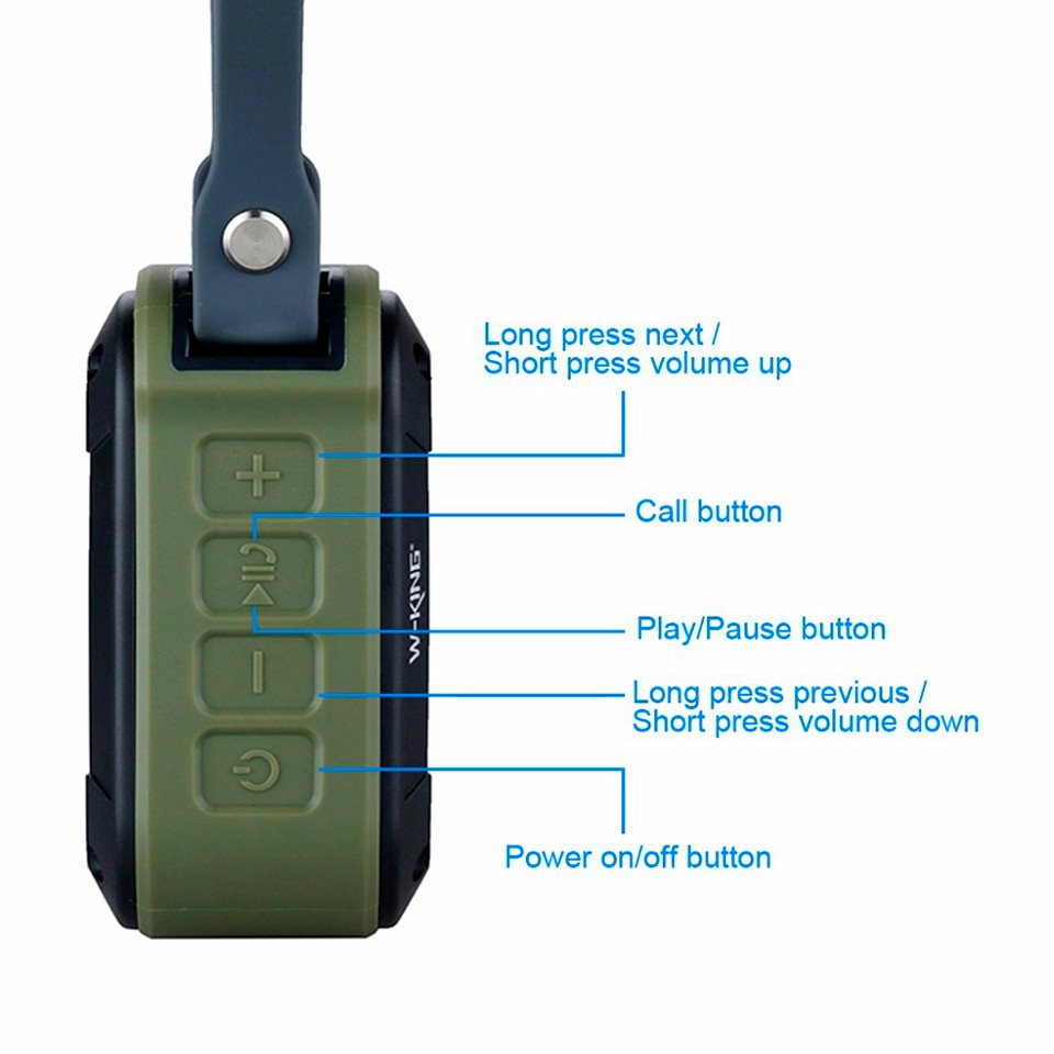 Loa Bluetooth Không Dây W-KING S7 Chống Nước Hỗ Trợ TF / FM / AUX / NFC