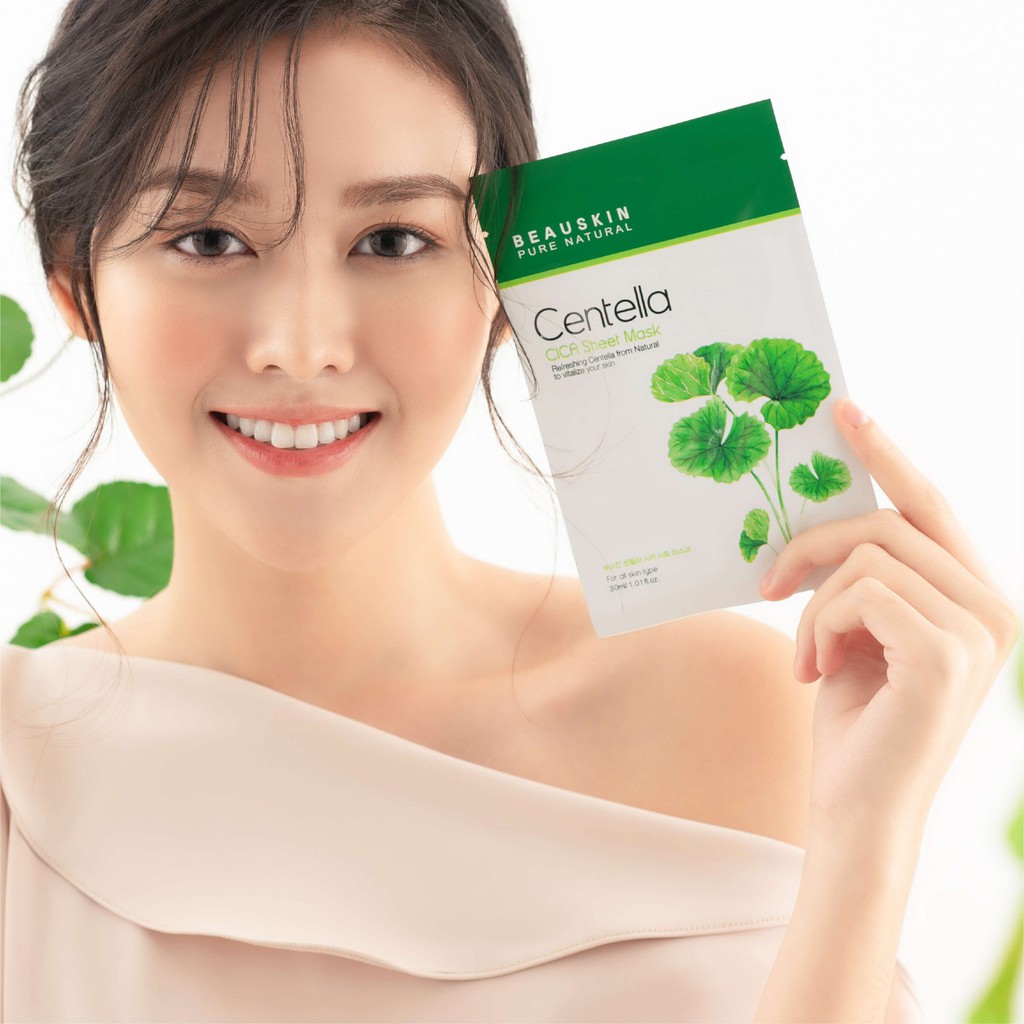 Mặt Nạ Beauskin Tinh Chất Rau Má Cica Centella Sheet Mask Hàn Quốc