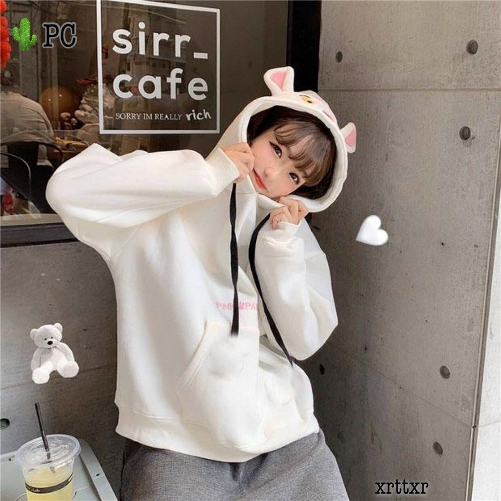 ÁO KHOÁC HOODIE NỮ CÓ NÓN THÊU HÌNH DỄ THƯƠNG