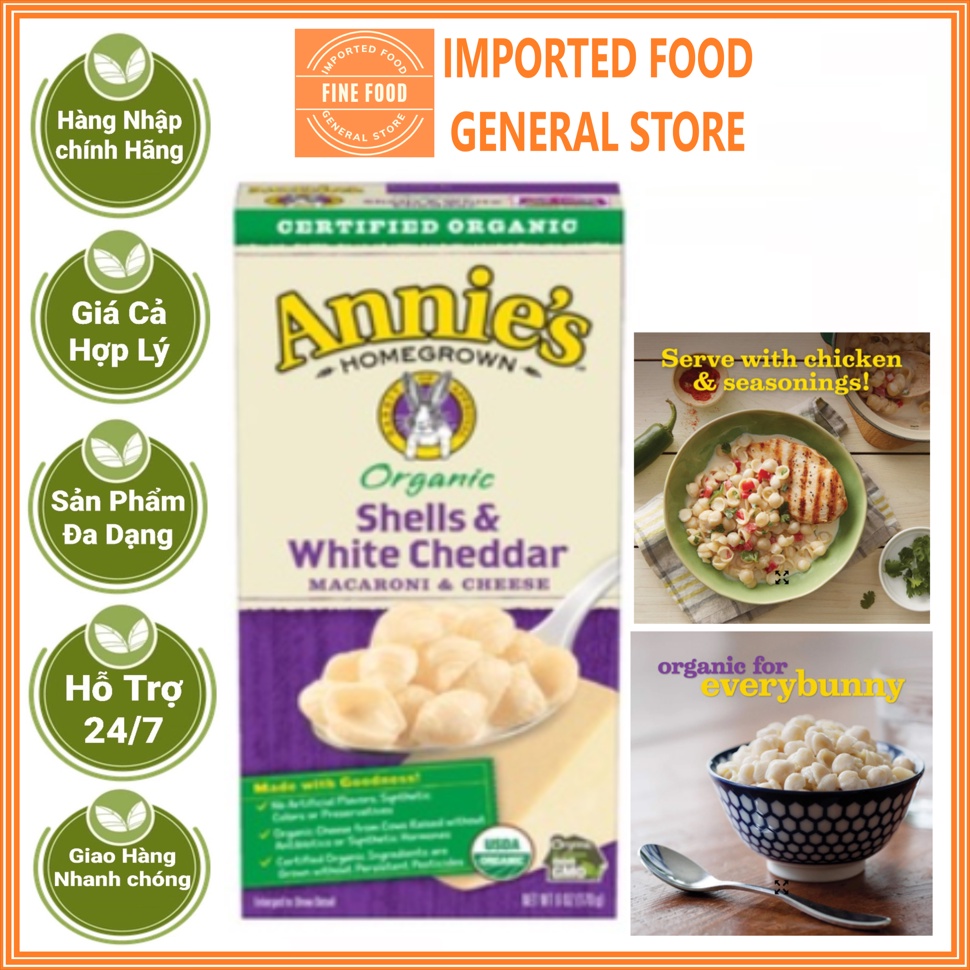 Mì nui hữu cơ annie's organic shells and white cheddar macaroni & cheese 170g
