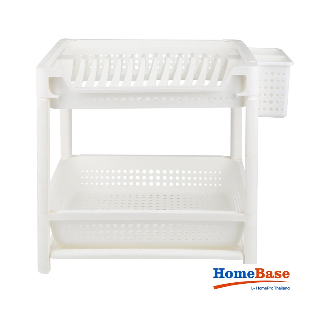 HomeBase KECH Kệ nhựa 2 tầng để chén dĩa có ngăn chứa nước Thái Lan HH-1796 W35.7xD51.8xH41.5cm