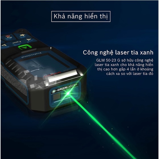 {Chính Hãng} Máy đo khoảng cách laser tia xanh Bosch GLM 50-23 G (bảo hành toàn quốc)