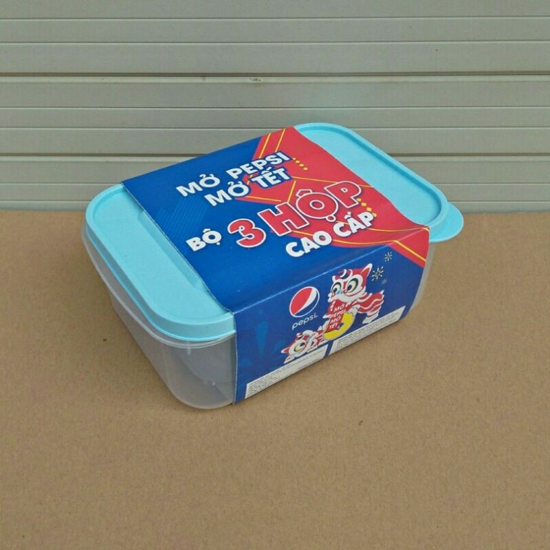 BỘ 3 HỘP NHỰA ĐỰNG THỨC ĂN HÀNG KHUYẾN MÃI TỪ PEPSI