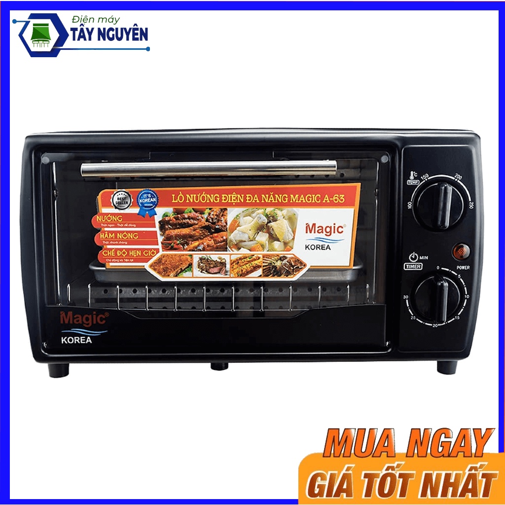 Lò Nướng Điện Mini Magic Korea A63 (12L-1000W) - Có đèn trong lò - Nướng bánh, hâm thức ăn,...