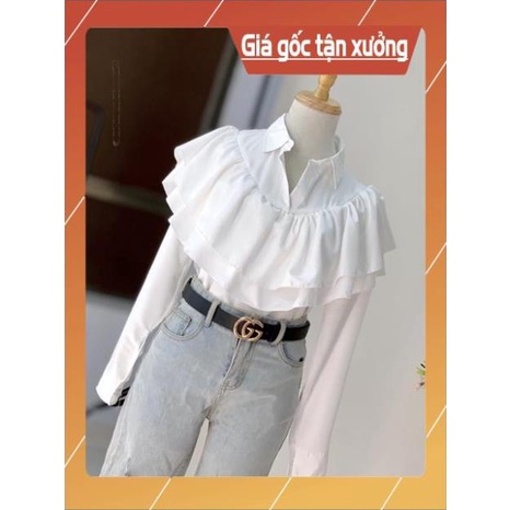 [Hàng Chất Lượng] (HÌNH THẬT) Áo Sơ Mi Bèo Ngực 2 Tầng (TRẮNG) | BigBuy360 - bigbuy360.vn