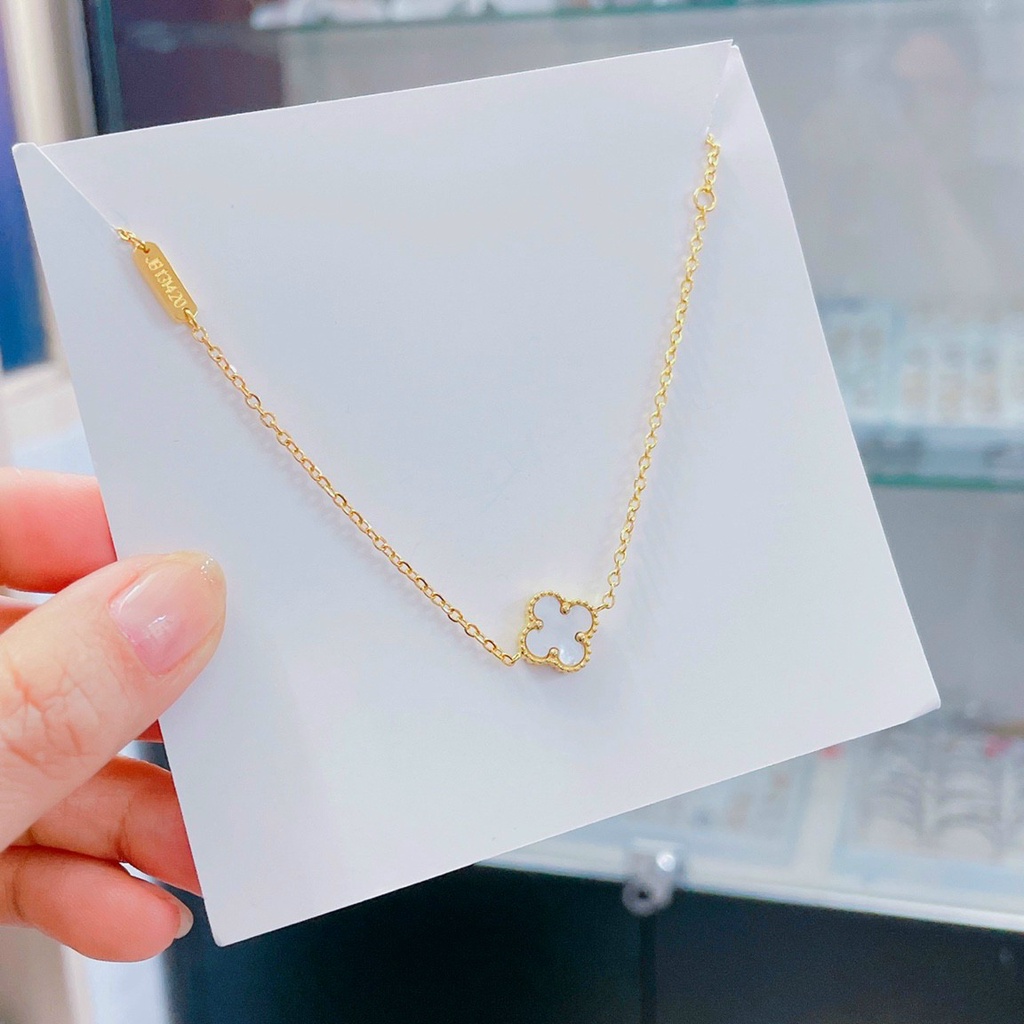 Lắc Tay Cỏ 4 Lá 2 Mặt 2 Màu Titan Ko Đen TT 4413