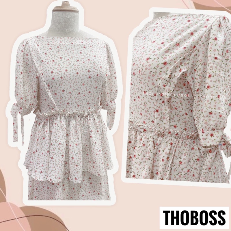 Đầm Bigsize Hoa Nhí Tầng Tay Nơ