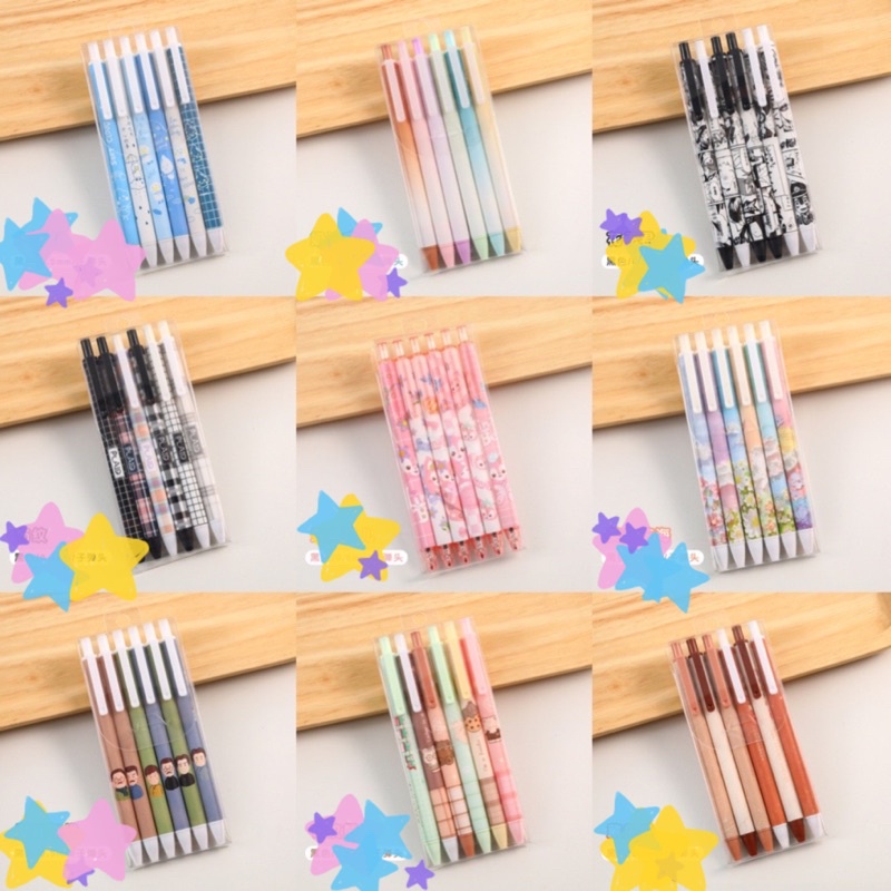 SET 6 BÚT GEL NGÒI 0,5mm NHIỀU HOẠ TIẾT