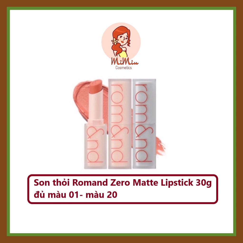 Son thỏi Romand New Zero Matte Lipstick 3g