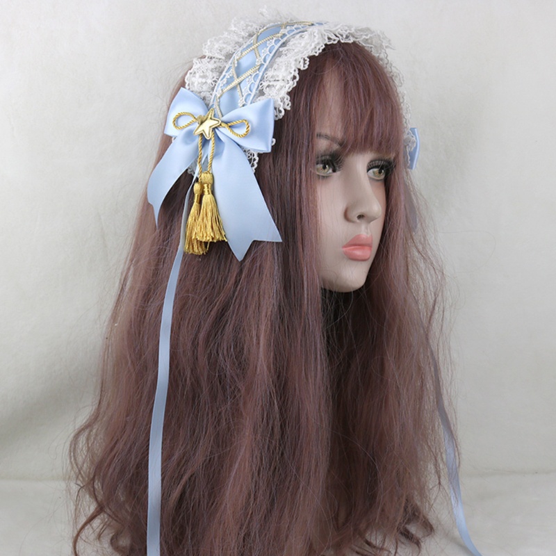 Băng Đô Ren Đính Ngôi Sao Tua Rua Phong Cách Lolita