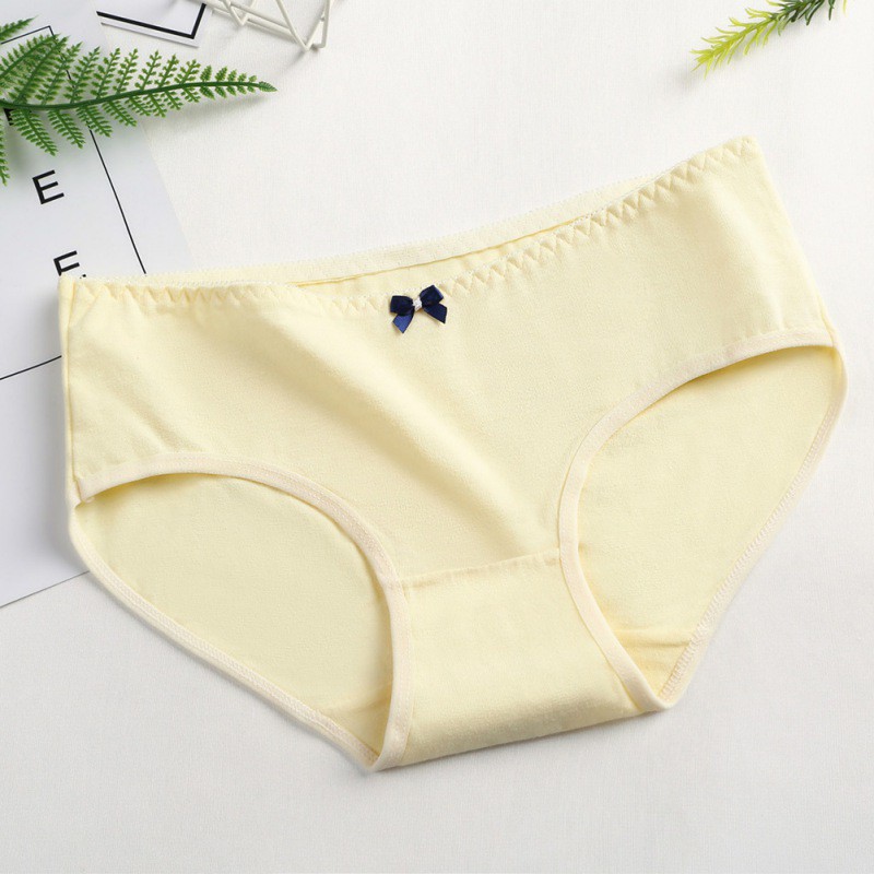 Quần Lót Cotton Viền Ren Đính Nơ Dễ Thương Cho Nữ