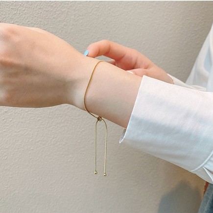 Vòng tay màu vàng thiết kế đơn giản phong cách Hàn Quốc thời trang cho nữ
