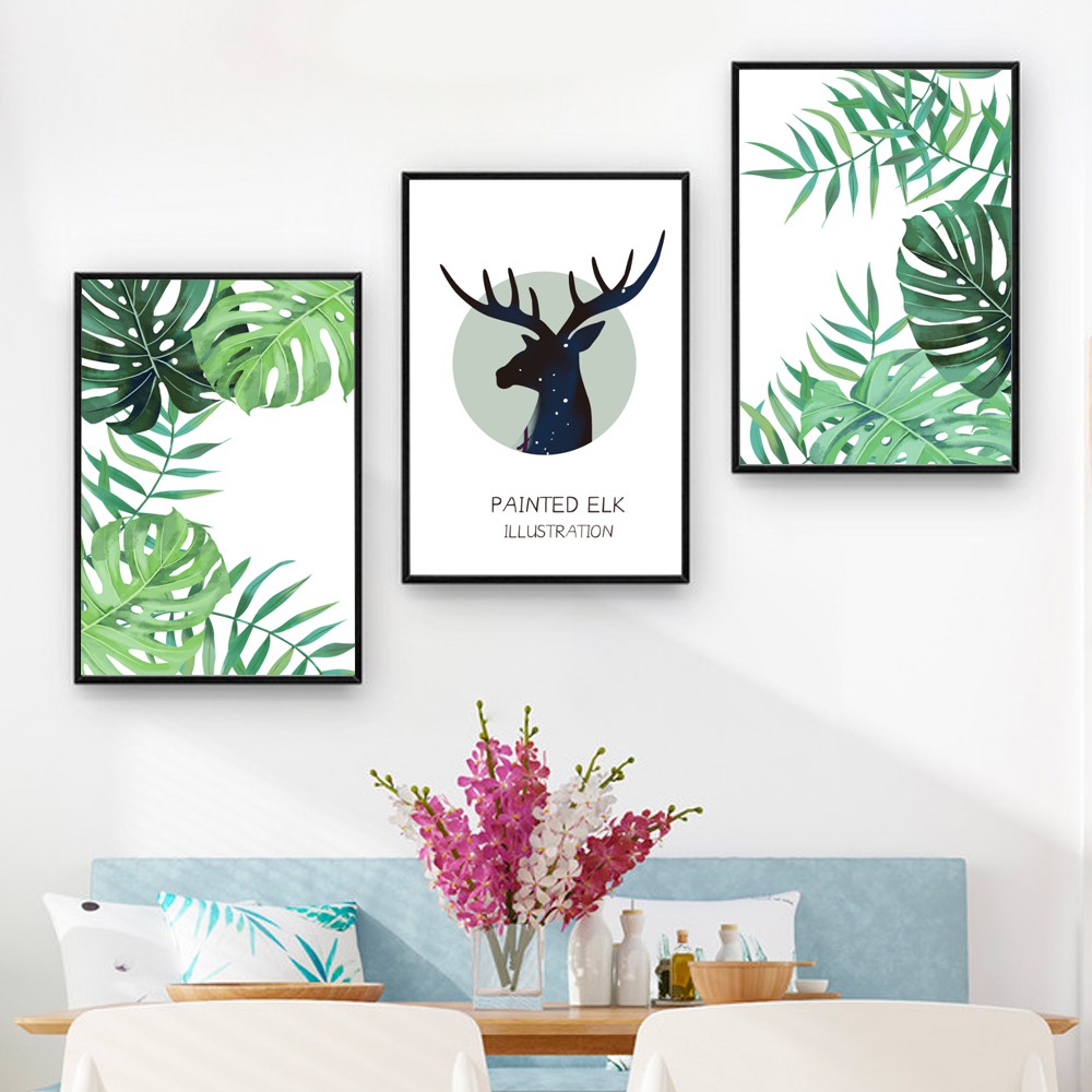 Tranh canvas lá cây xanh treo tường, mang lài không gian tươi mát, tranh treo tường lá cây | 3H | BigBuy360 - bigbuy360.vn